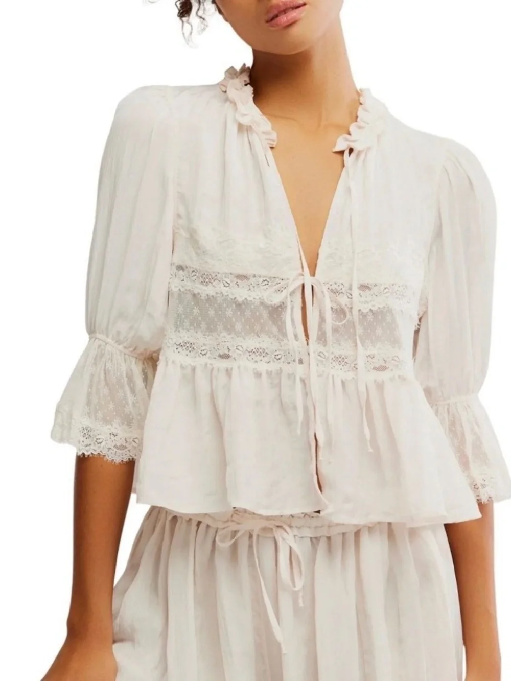 Free People Forever Young Bed Jacket – White – Size Small – NEW WITH TAGS - NWT